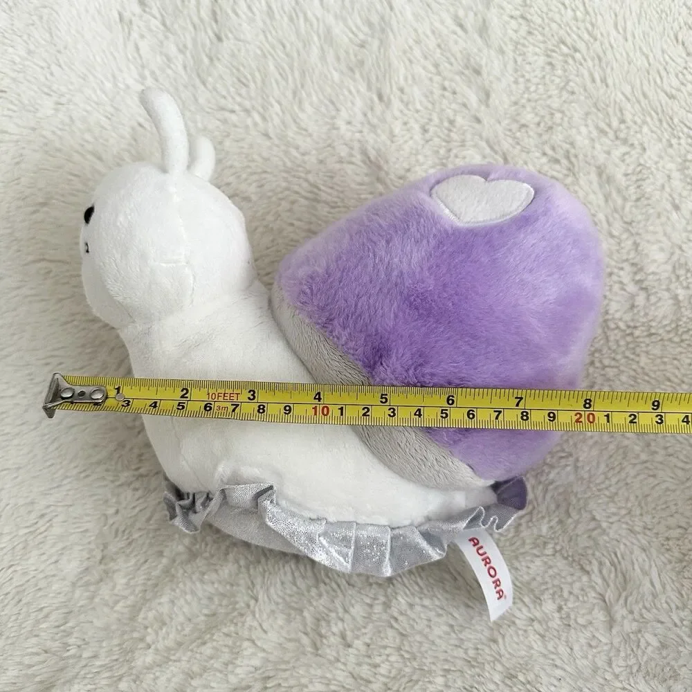 Aurora World White Purple Shell Snail Silver Glitter Bottom 8” Plush Toy
